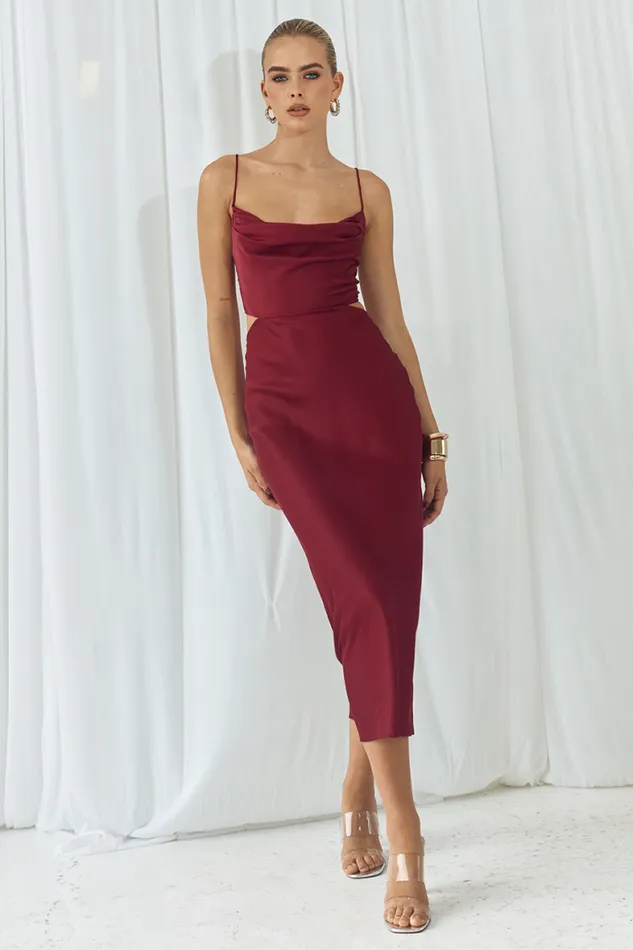 Runaway The Label Midi Shop CHARIS SLIP DRESS 8211 WINE Runaway The Label Midi Shop CHARIS SLIP DRESS 8211 WINE