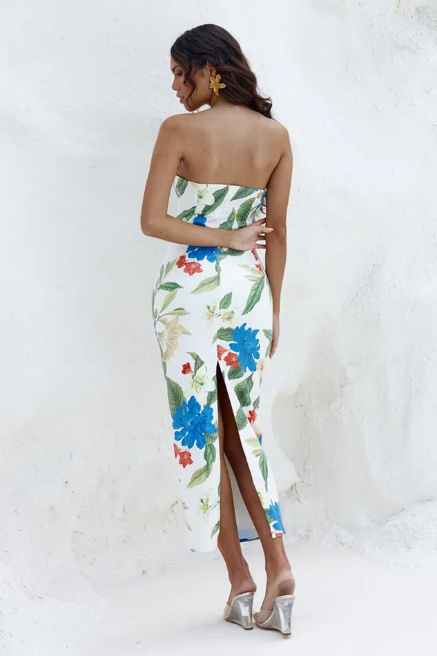 Runaway The Label Midi Shop ROMINA MIDI DRESS 8211 WHITE FLORAL