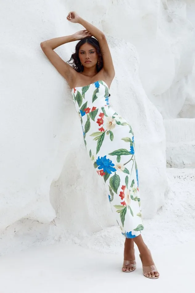 Runaway The Label Midi Shop ROMINA MIDI DRESS 8211 WHITE FLORAL