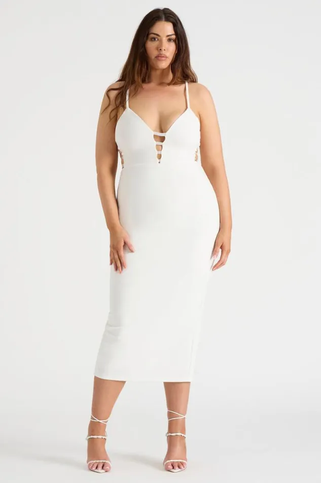 Runaway The Label Midi Shop THE CUTOUT MIDI DRESS 8211 WHITE Runaway The Label Midi Shop THE CUTOUT MIDI DRESS 8211 WHITE