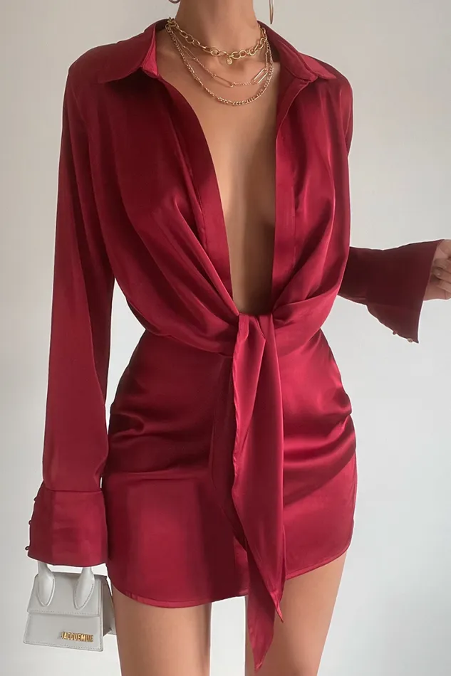 Runaway The Label Mini Shop RUBY SILK DRESS 8211 MERLOT