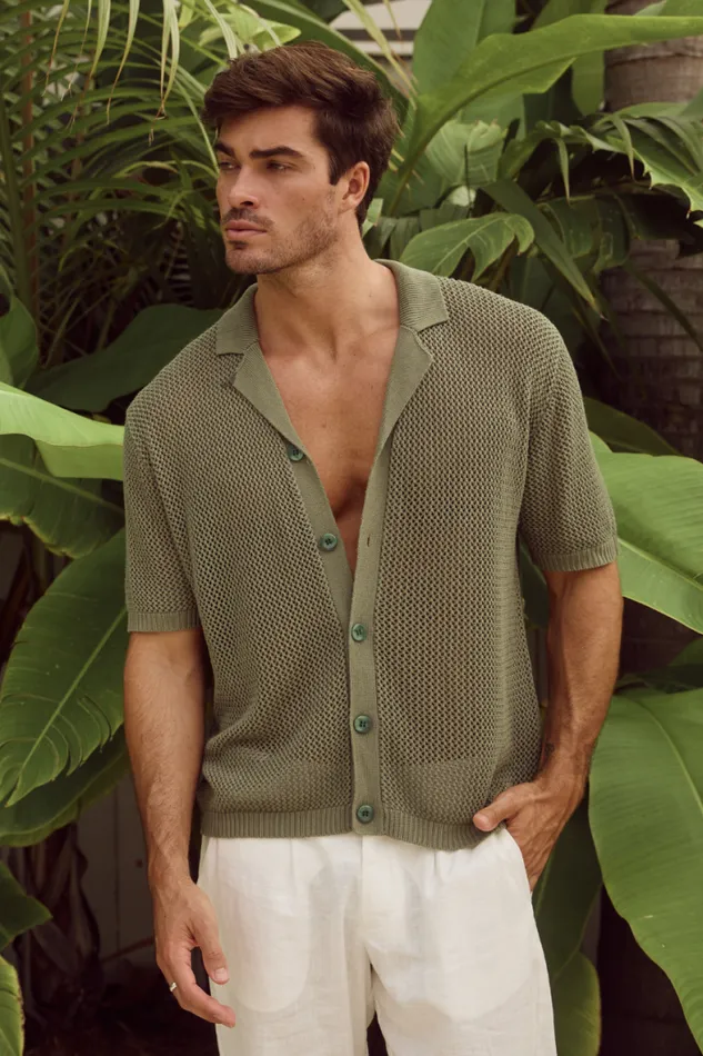 Runaway The Label Shirts Menswear CASPER KNIT SHIRT 8211 MILITARY