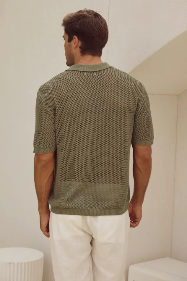 Runaway The Label Shirts Menswear CASPER KNIT SHIRT 8211 MILITARY