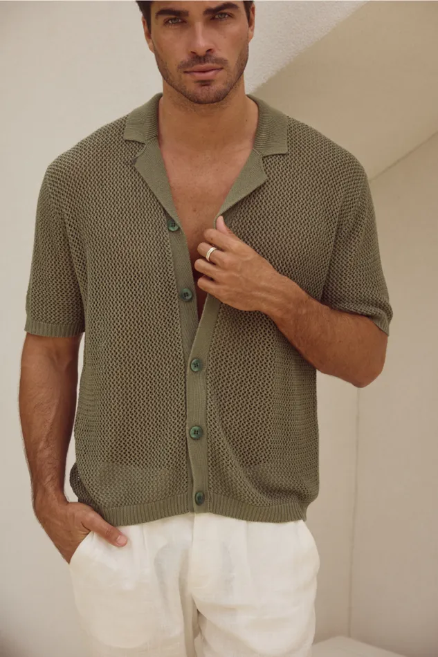 Runaway The Label Shirts Menswear CASPER KNIT SHIRT 8211 MILITARY