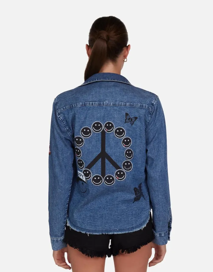 Saba Peace Elements Vintage Denim Women039s Lauren Moshi Long Sleeve