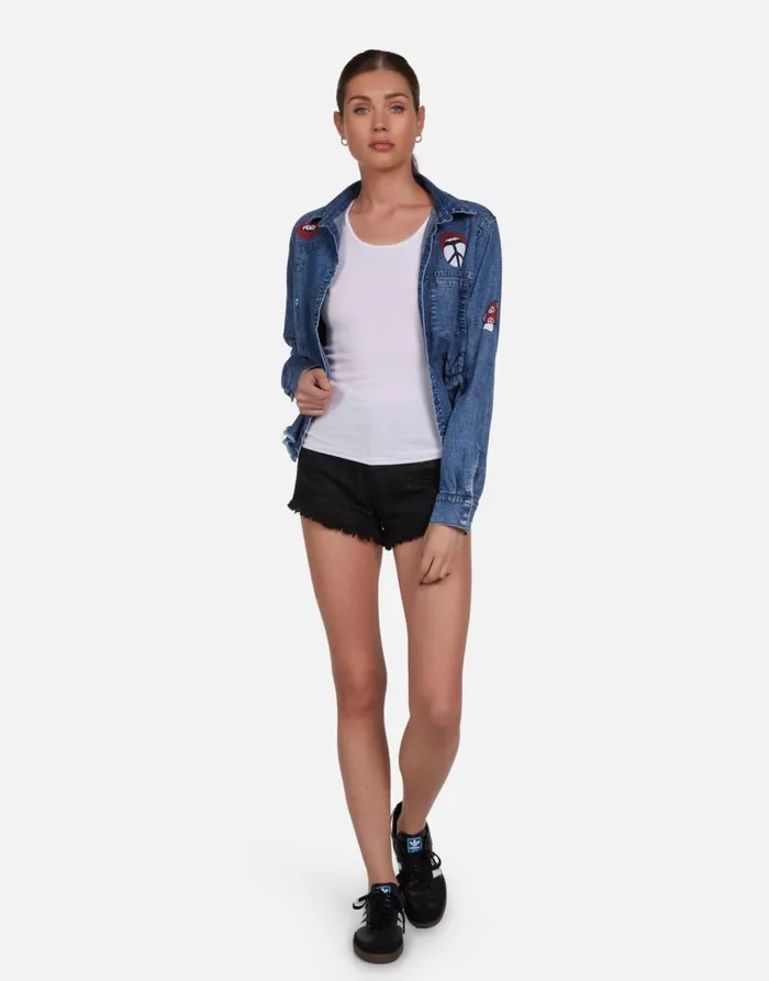 Saba Peace Elements Vintage Denim Women039s Lauren Moshi Long Sleeve
