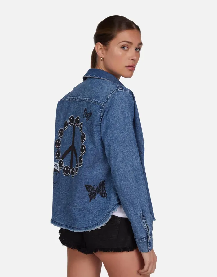 Saba Peace Elements Vintage Denim Women039s Lauren Moshi Long Sleeve