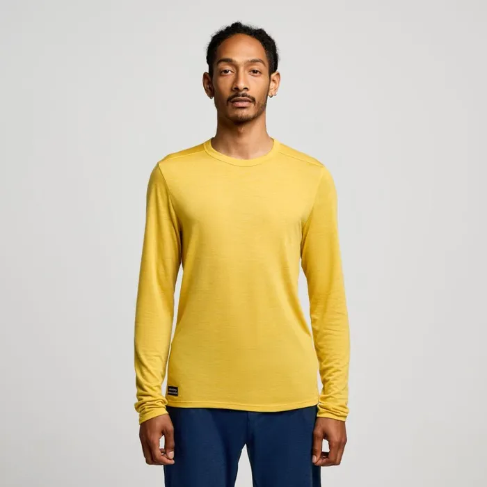 Saucony Tops Men Peregrine Merino Long Sleeve Oak Heather