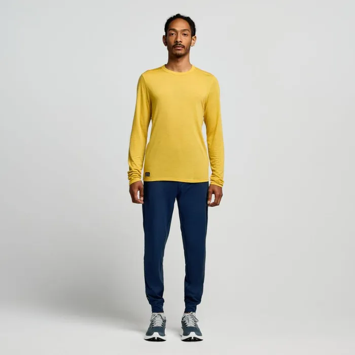 Saucony Tops Men Peregrine Merino Long Sleeve Oak Heather