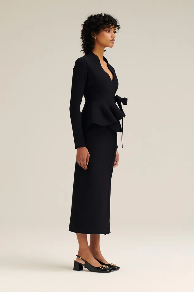 Scanlan Theodore CREPE KNIT WRAP JACKET BLACK Women Jackets Scanlan Theodore CREPE KNIT WRAP JACKET BLACK Women Jackets