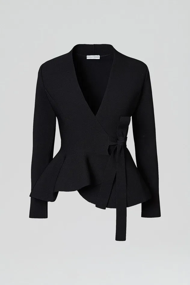 Scanlan Theodore CREPE KNIT WRAP JACKET BLACK Women Jackets Scanlan Theodore CREPE KNIT WRAP JACKET BLACK Women Jackets