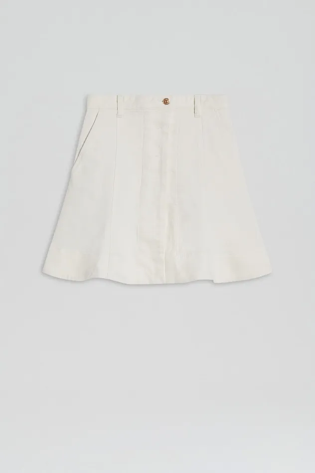 Scanlan Theodore Denim Women DENIM SKATER SKIRT NATURAL Scanlan Theodore Denim Women DENIM SKATER SKIRT NATURAL