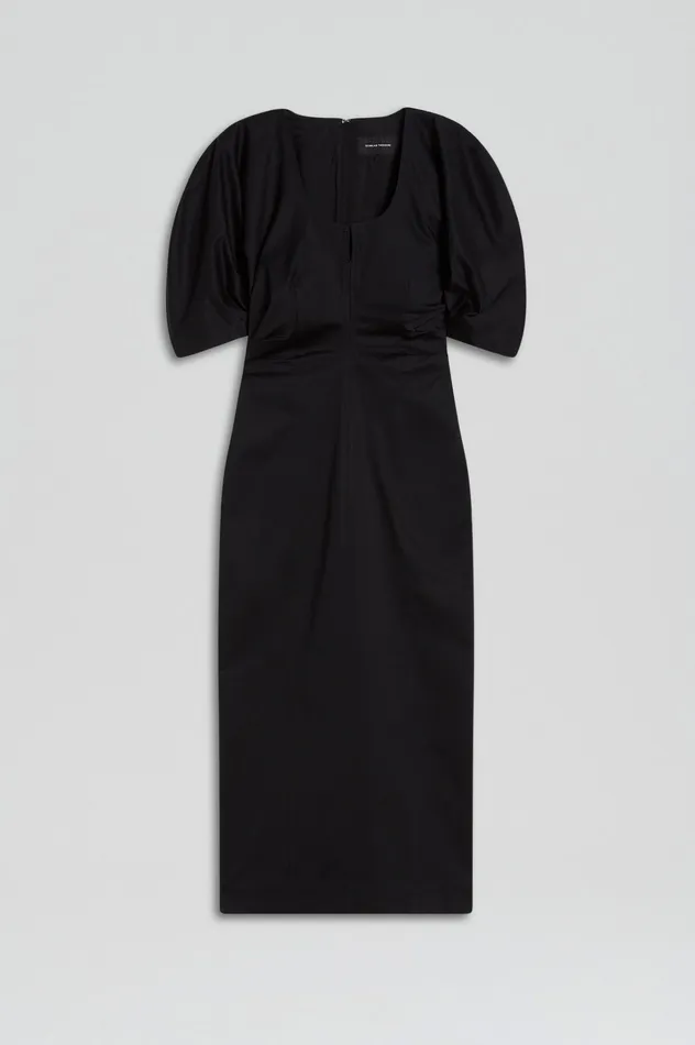 Scanlan Theodore Dresses Women SATEEN COTTON TAILORED DRESS BLACK Scanlan Theodore Dresses Women SATEEN COTTON TAILORED DRESS BLACK