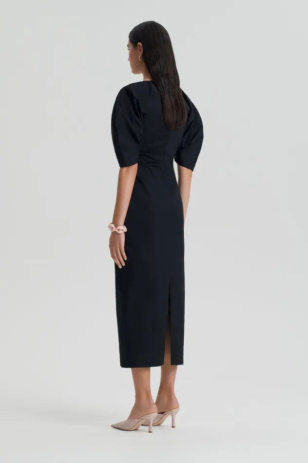 Scanlan Theodore Dresses Women SATEEN COTTON TAILORED DRESS BLACK Scanlan Theodore Dresses Women SATEEN COTTON TAILORED DRESS BLACK
