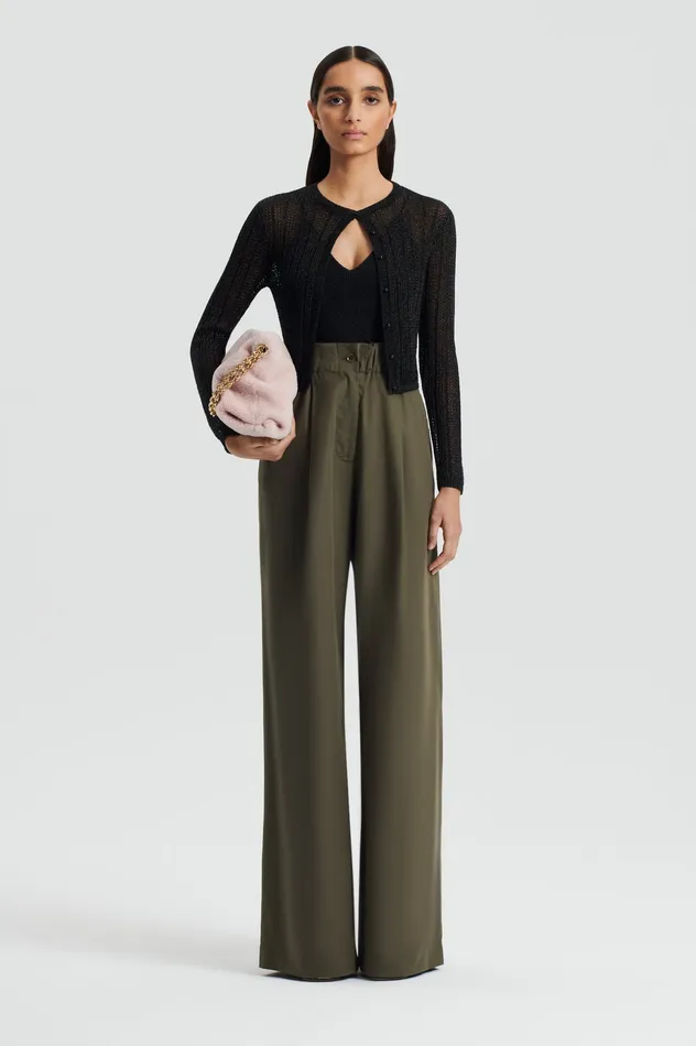 Scanlan Theodore METALLIC KNIT CROP CARDIGAN BLACK Women Knitwear