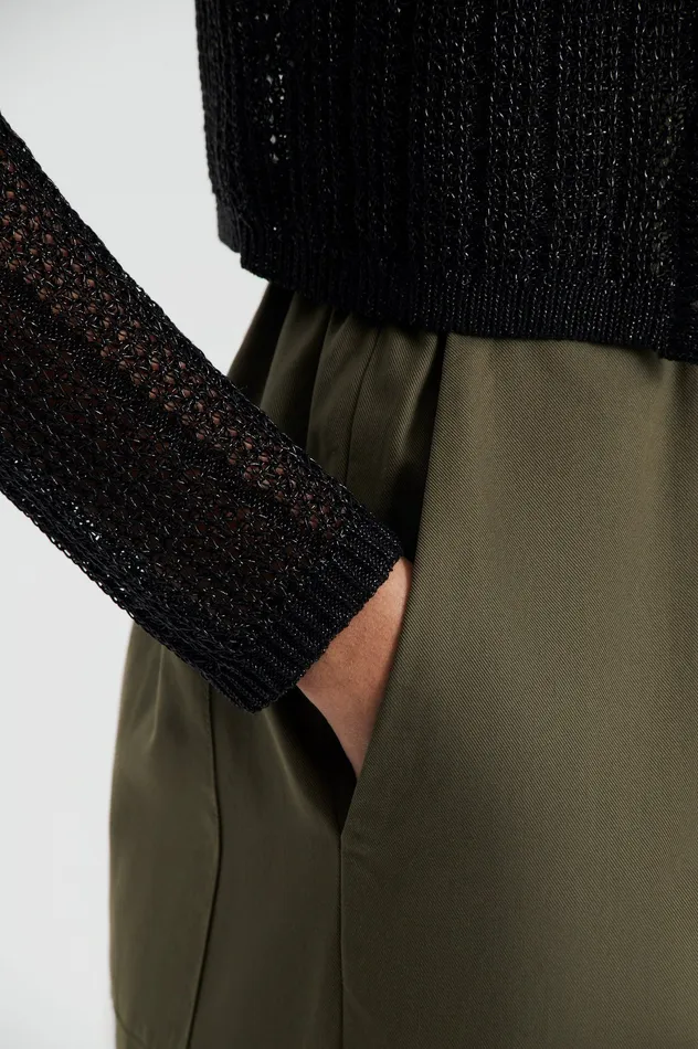 Scanlan Theodore METALLIC KNIT CROP CARDIGAN BLACK Women Knitwear Scanlan Theodore METALLIC KNIT CROP CARDIGAN BLACK Women Knitwear
