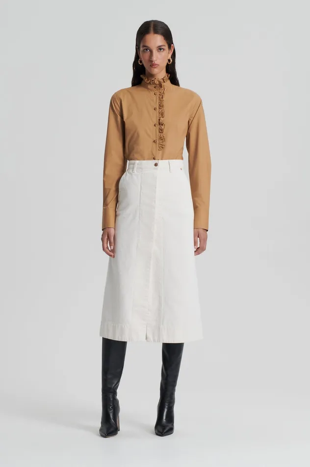 Scanlan Theodore Shirts Women PARACHUTE RUFFLE TRIM SHIRT CAMEL