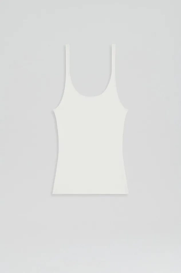 Scanlan Theodore Tops Women CREPE KNIT RIB SINGLET CREAM Scanlan Theodore Tops Women CREPE KNIT RIB SINGLET CREAM