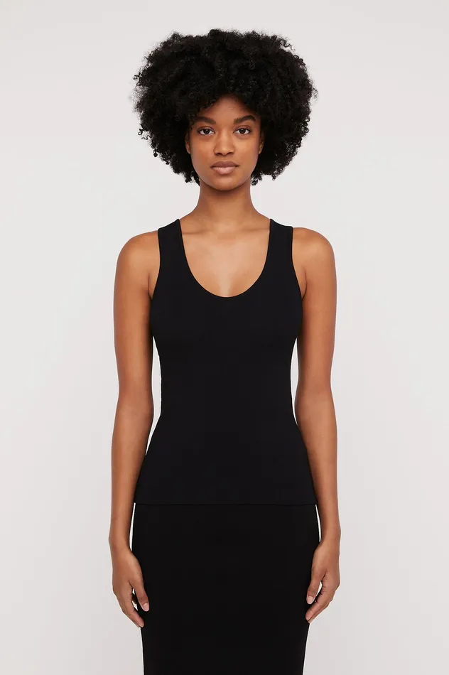 Scanlan Theodore Tops Women CREPE KNIT SINGLET BLACK Scanlan Theodore Tops Women CREPE KNIT SINGLET BLACK
