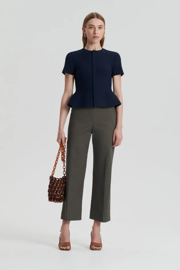 Scanlan Theodore Trousers Women SATEEN CROPPED WIDE LEG TROUSER KHAKI