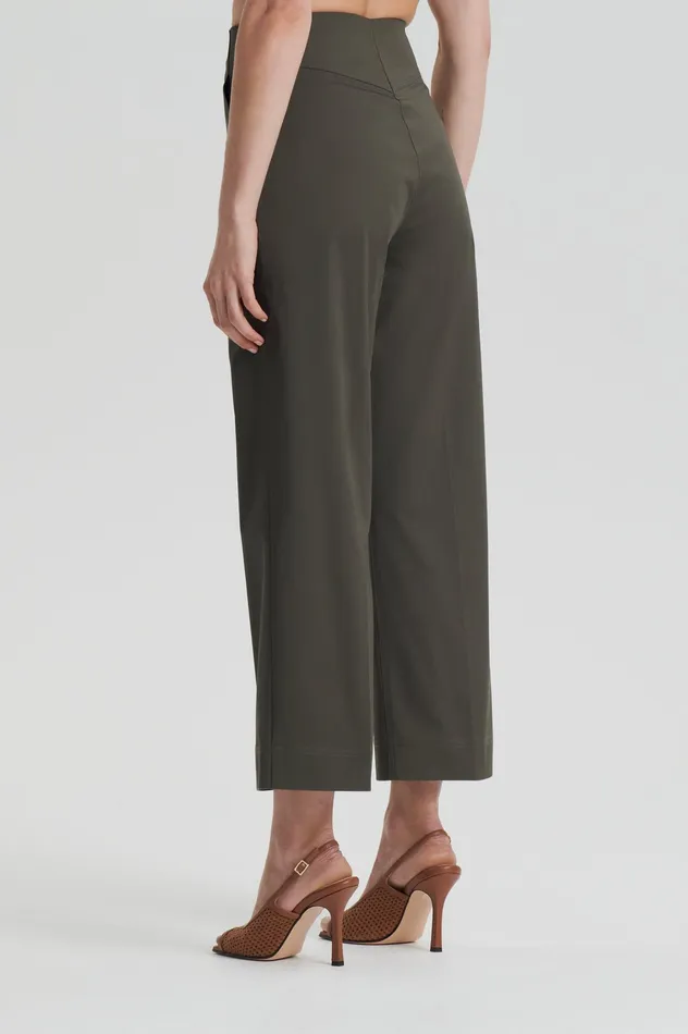 Scanlan Theodore Trousers Women SATEEN CROPPED WIDE LEG TROUSER KHAKI