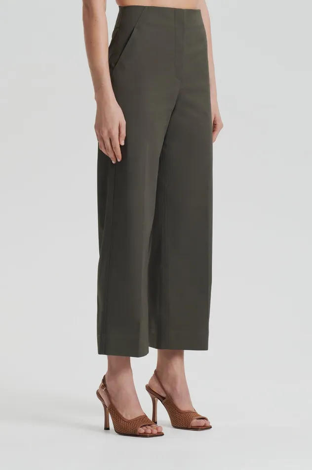 Scanlan Theodore Trousers Women SATEEN CROPPED WIDE LEG TROUSER KHAKI