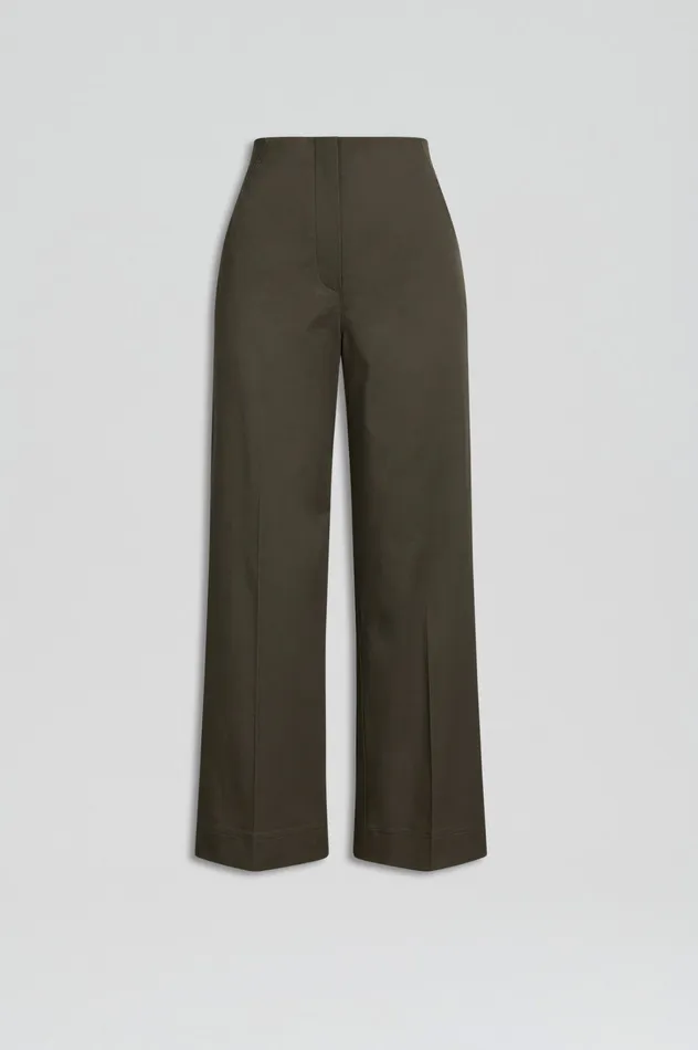 Scanlan Theodore Trousers Women SATEEN CROPPED WIDE LEG TROUSER KHAKI