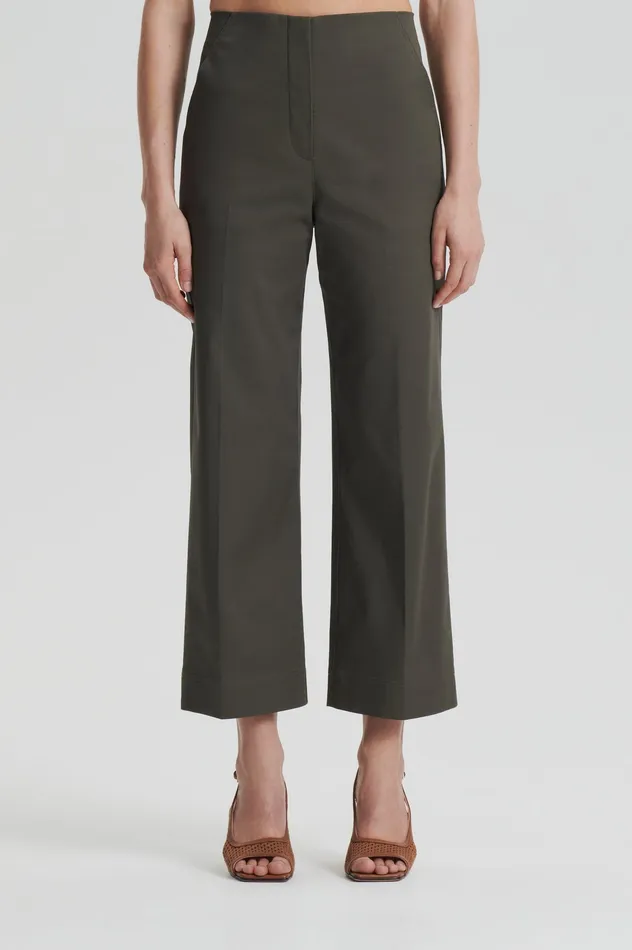 Scanlan Theodore Trousers Women SATEEN CROPPED WIDE LEG TROUSER KHAKI