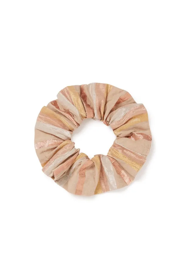 Scarves and Beanies Women Leon and Harper Eolie Shiny Scrunchie Powder