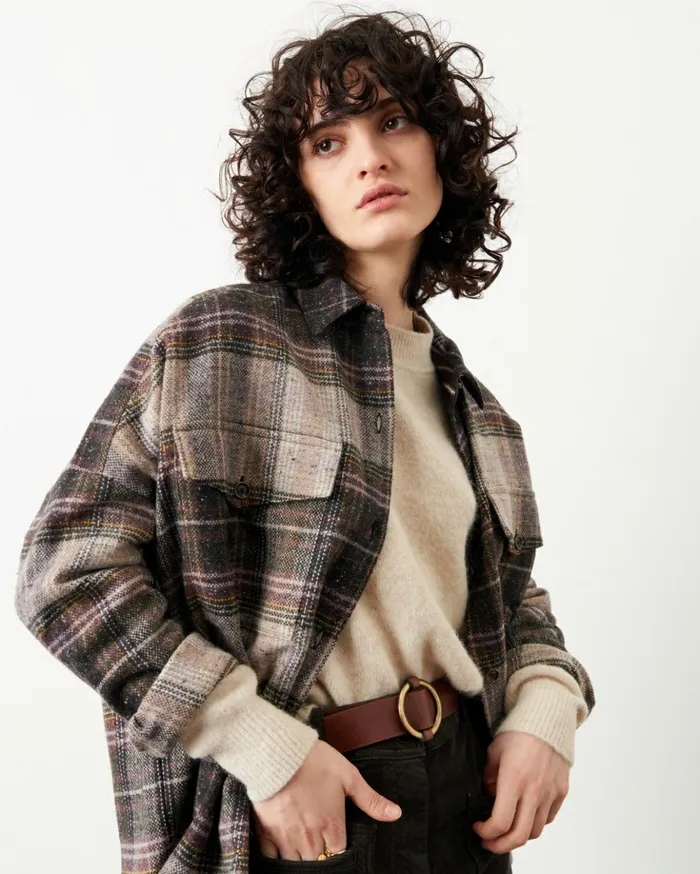 Sessn Womens Shirts And Blouses Delimountain Lilac Checks On Sale