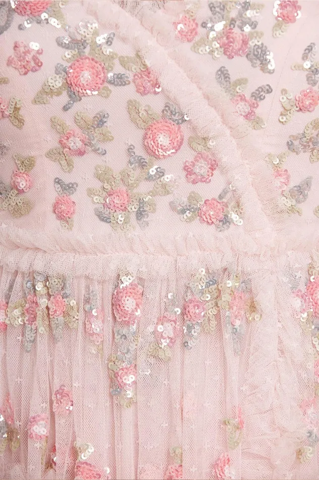 Shimmer Ditsy Long Sleeve Gown Pink Women Needle and Thread Dresses