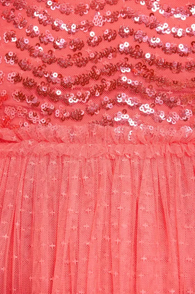 Shimmer Wave Bodice OneShoulder Ankle Gown Pink Women Needle and Thread Dresses
