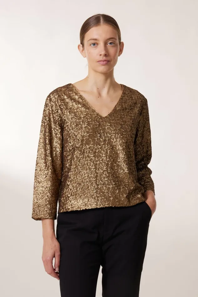 Shirts and Blouses Women Leon and Harper Cassy Pln Blouse Gold