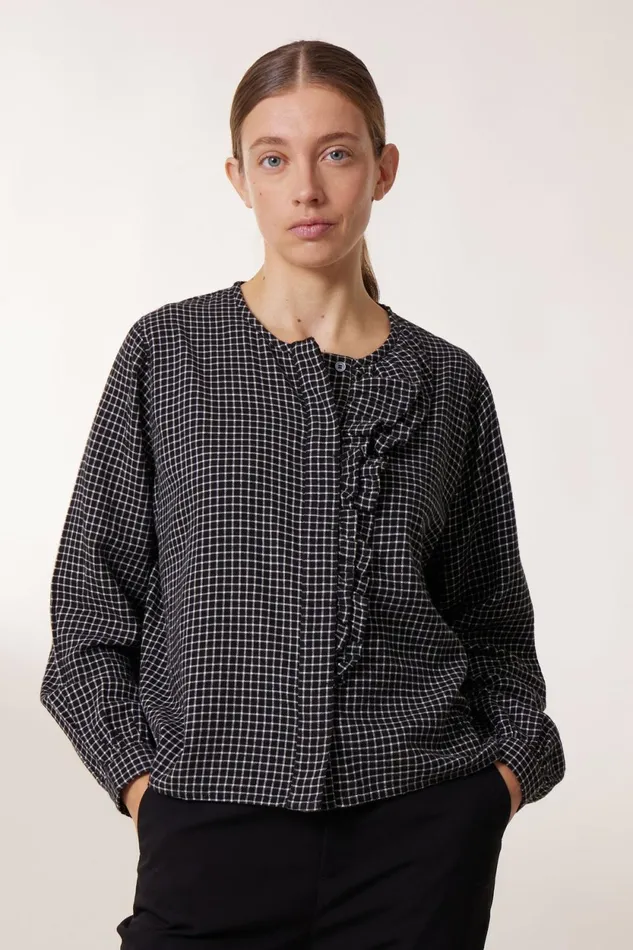 Shirts and Blouses Women Leon and Harper Colina Checki Blouse Black