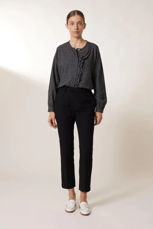Shirts and Blouses Women Leon and Harper Colina Checki Blouse Black