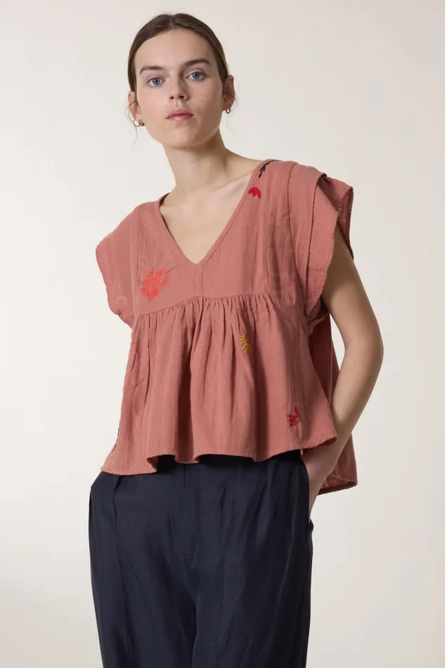 Shirts and Blouses Women Leon and Harper Com Brod Top Blush