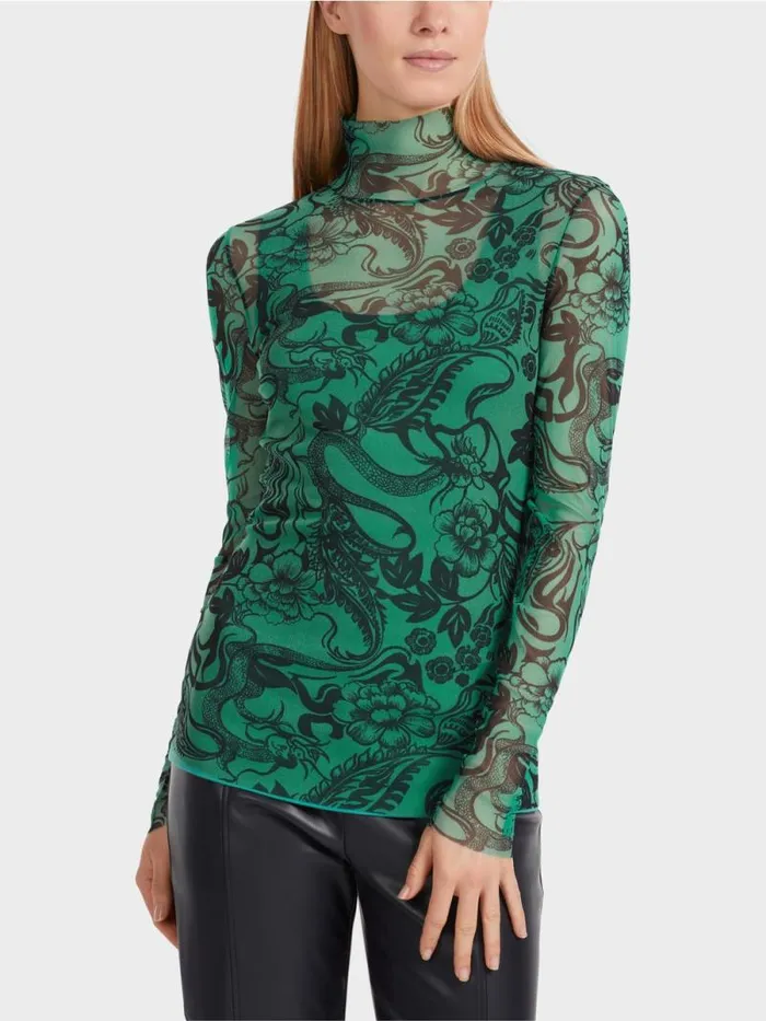Shirts and Tops Damen Marc Cain Longsleeve Aus Bedrucktem Tll Enamel