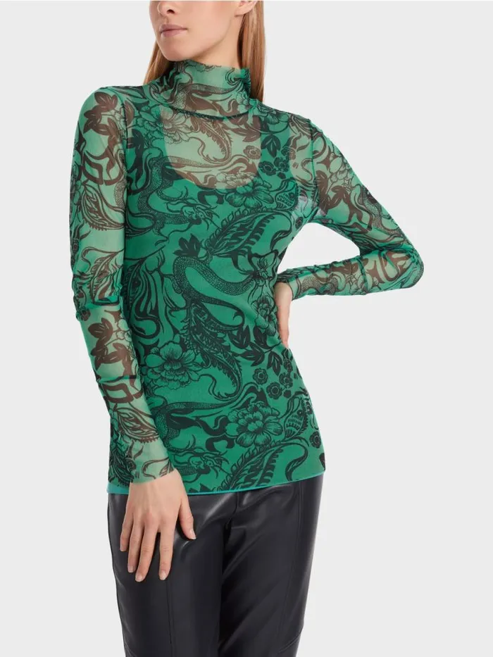 Shirts and Tops Damen Marc Cain Longsleeve Aus Bedrucktem Tll Enamel