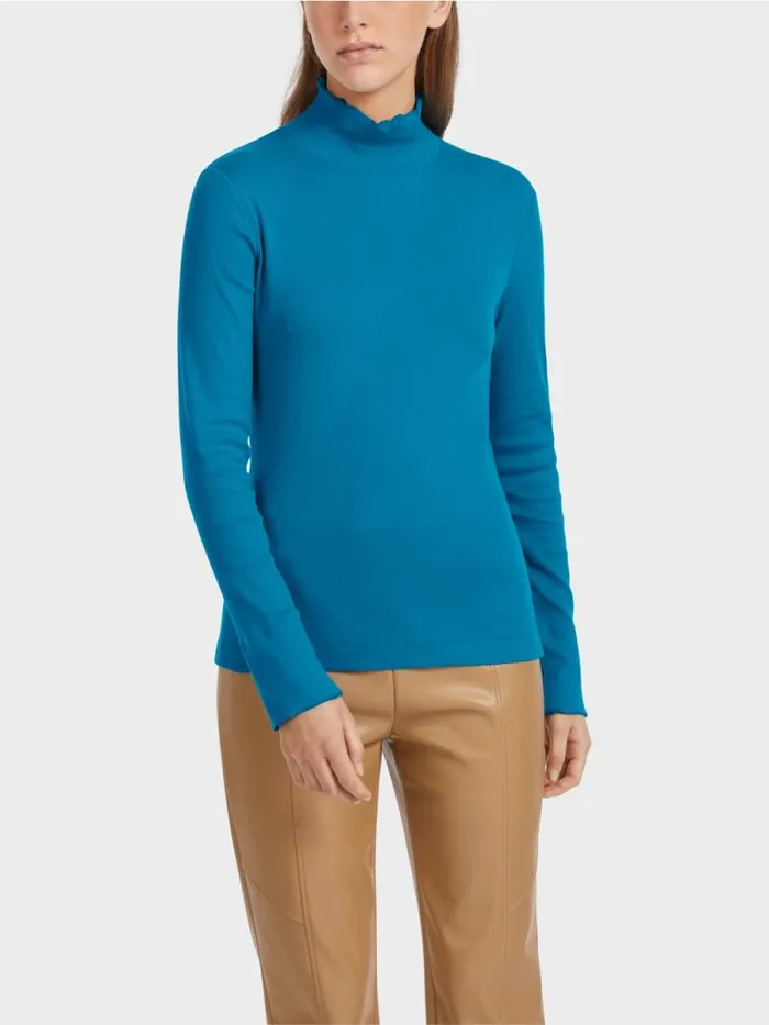 Shirts and Tops Damen Marc Cain Longsleeve Mit Stehkragen Deep Sea