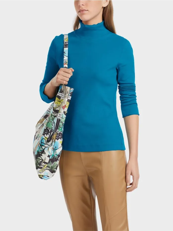 Shirts and Tops Damen Marc Cain Longsleeve Mit Stehkragen Deep Sea
