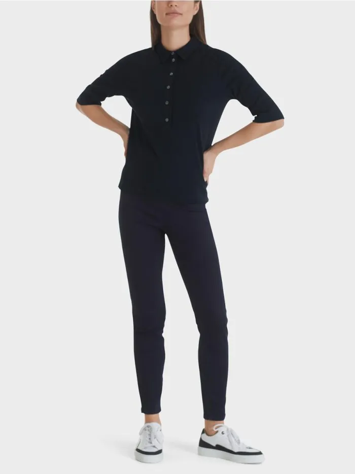 Shirts and Tops Damen Marc Cain Poloshirt Aus Baumwolle Midnight Blue