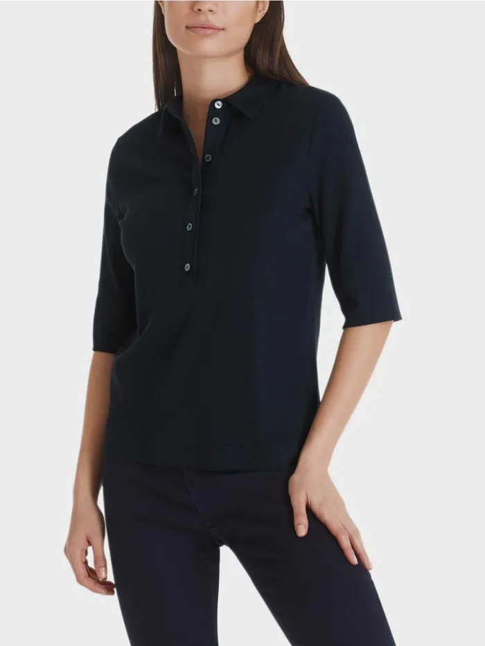 Shirts and Tops Damen Marc Cain Poloshirt Aus Baumwolle Midnight Blue
