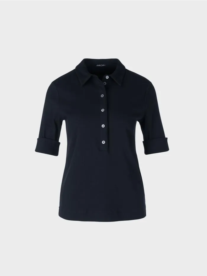Shirts and Tops Damen Marc Cain Poloshirt Aus Baumwolle Midnight Blue