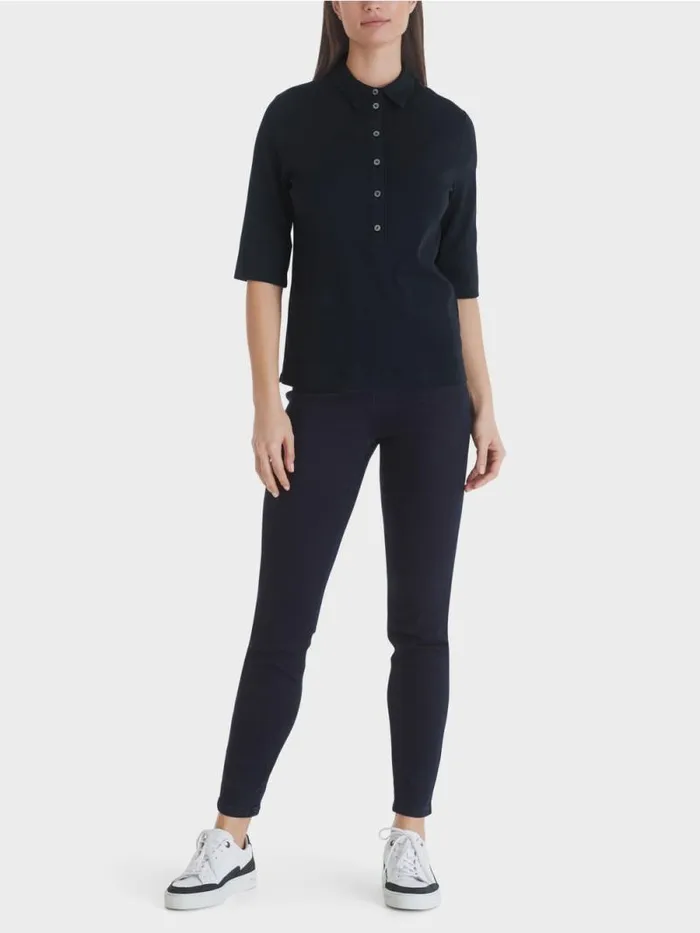Shirts and Tops Damen Marc Cain Poloshirt Aus Baumwolle Midnight Blue