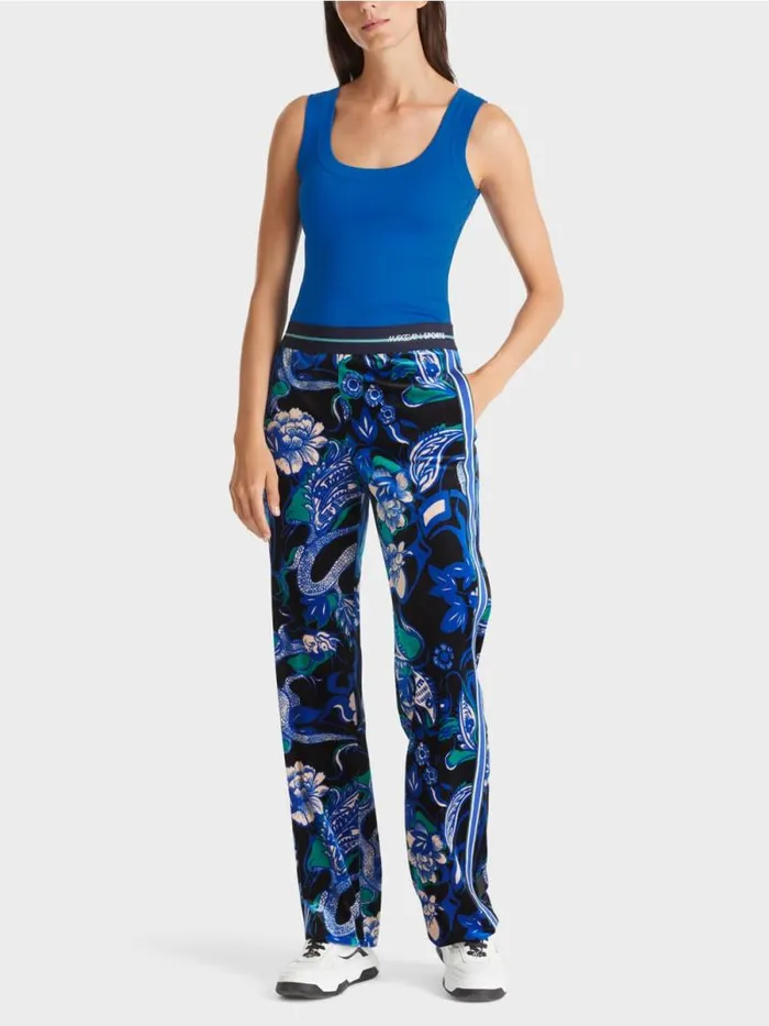 Shirts and Tops Damen Marc Cain rmelloses Top Aus Baumwollripp Bright Royal Blue