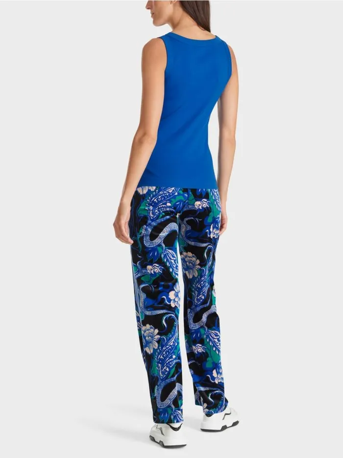 Shirts and Tops Damen Marc Cain rmelloses Top Aus Baumwollripp Bright Royal Blue
