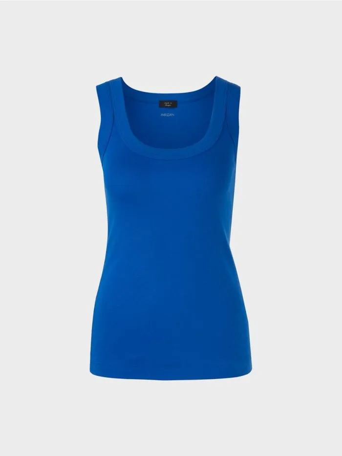 Shirts and Tops Damen Marc Cain rmelloses Top Aus Baumwollripp Bright Royal Blue