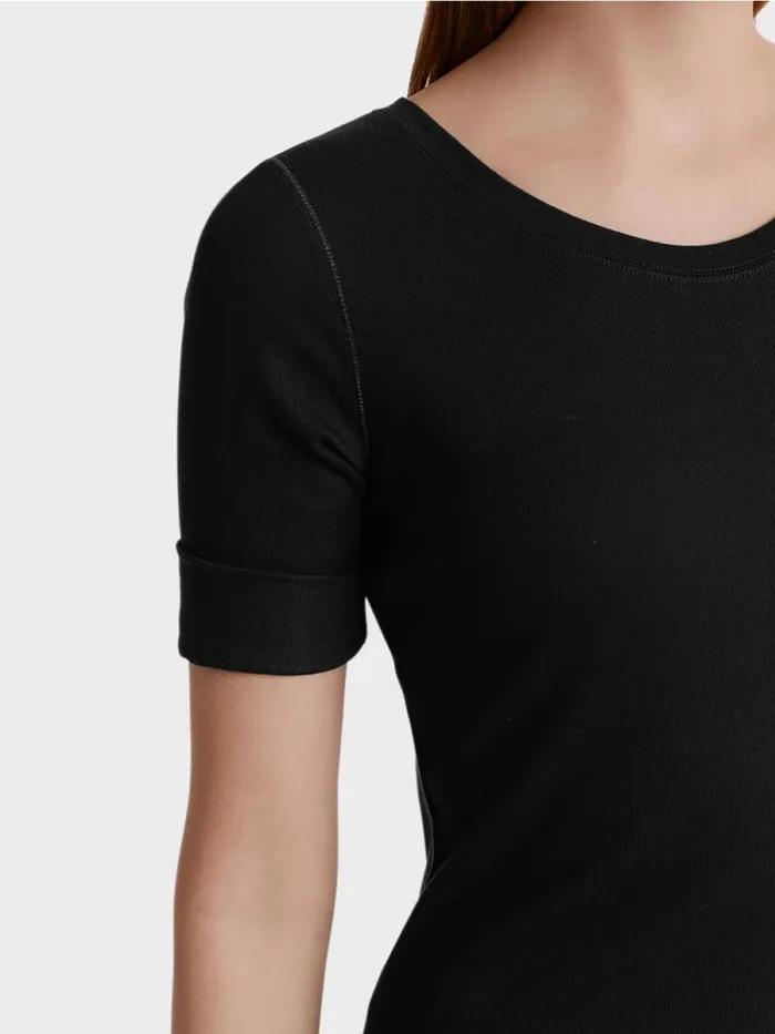Shirts and Tops Damen Marc Cain RundhalsShirt Mit Halben rmeln Black