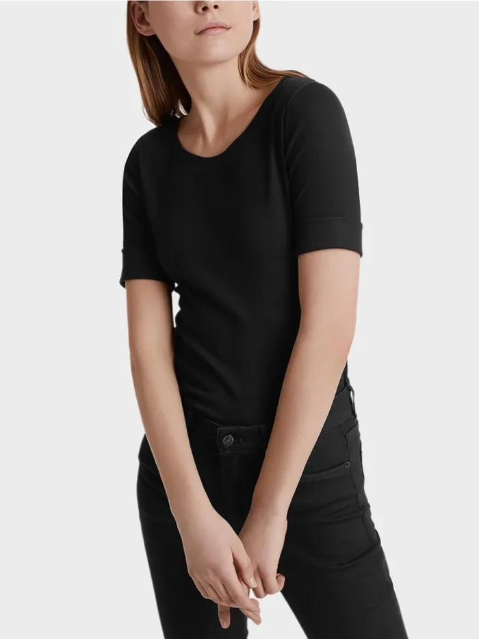 Shirts and Tops Damen Marc Cain RundhalsShirt Mit Halben rmeln Black