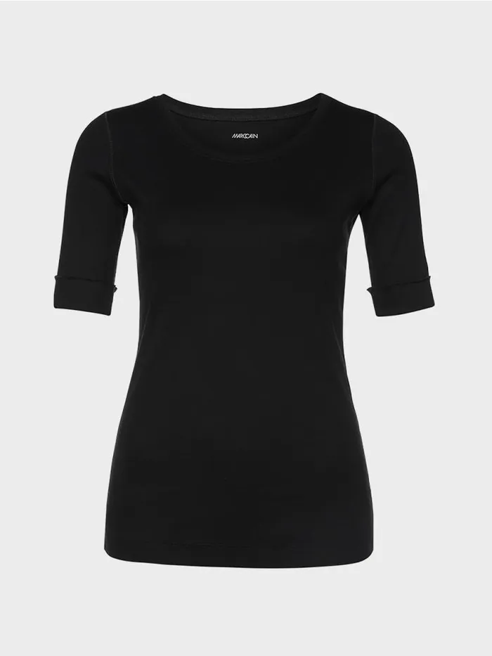 Shirts and Tops Damen Marc Cain RundhalsShirt Mit Halben rmeln Black